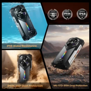 F113 5G 20000mAh Battery 50m Night Vision Camera Flashlight 50MP Waterproof Outdoor Smartphone Android 15 Rugged Phone