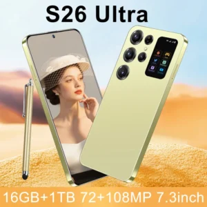 Face Recognition Unlock S26 Ultra 5G Smart Mobile Phone 7.3 Inch HD Screen 16GB+1T