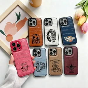 Factory Laserable Leatherette Cell Phone Case Blank Pebble Leather Phone Case for Laser Engraving Custom Logo