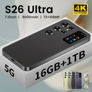Factory Price S26 Ultra Smart Android15 5G LTE Cell Phone with 8000MAH 16GB+1TB Memory Dual Core CPU 108MP HD Display