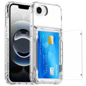 Fall Resistance Combination Soft and Hard Penetration Card Slot Flip Cover Acrylic Phone Case for iPhone 16E 17E 17 Pro Max