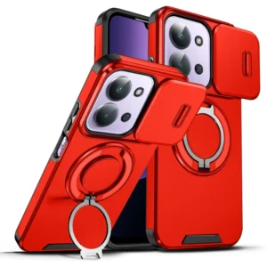 For Redmi 15C Case With Slide Camera Cover Ring Stand Heavy Duty Protective Shockproof Phone Cover for Redmi 15 14C A7 Pro A5