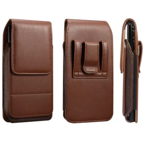 For iPhone 17 Air 17 16 15 Pro Max Universal Leather Phone Bag for Samsung S25 S24 S23 Ultra Waist Bag Belt Pouch Holster Case