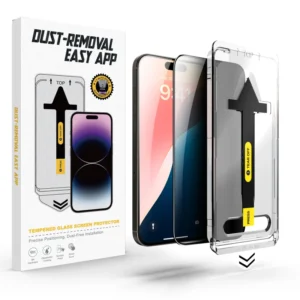 Full Coverage Anti-Fingerprint 9H Privacy Tempered Glass Screen Protector Auto Dust Removal for iPhone 17 Pro Max 16 15 14 13