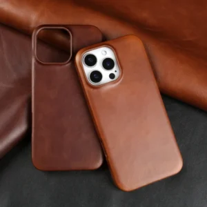 Full Grain Leather iPhone Case Oil Wax Pattern Design Anti Drop and Anti Scratch Suitable for iPhone 15 16 17 Pro Max