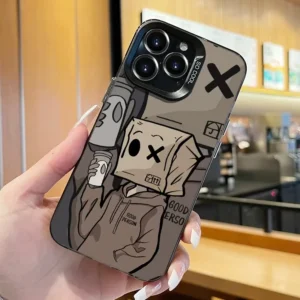 Funny Cartoon Man Colour Silver IMD Hard Back Cover Phone Case for iPhone 15 16 17 Pro Max 14 Plus 13 12 11