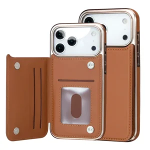 Genuine Cowhide Leather Wallet Case For iPhone 18 18 Pro 18 Pro Max Card Holder Magnetic Flip Cover OEM ODM