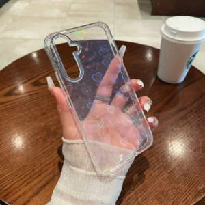 Glitter Love Heart Laser Hard PC Case for Samsung A55 A15 A35 A54 A34 A14 S25 Ultra A06 A26 A36 Pixel 10 Pro XL 8A 9A Cover Case