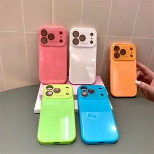 Glossy Shockproof 9H Hard Tempered Glass Phone Case for iPhone 17 16 15 14 13 Pro Max Ladies Cases Designs