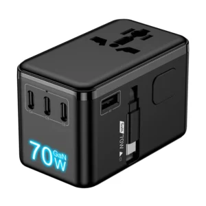 HL A06 PD70W Universal Travel Adapter International Plug Worldwide Charging Power Adaptor Multi with Type C Retractable Cable