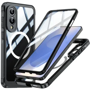 Hard PC Tempered Glass Film Anti Fall Dustproof Shockproof Transparent Magnetic Phone Case for Samsung Galaxy S25edge