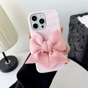 Hard Phone Case with 3D Bow for iPhone 17 16 15 14 13 Pro Pro Max