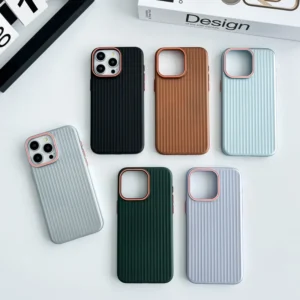 Hard Shell Case Corrugated Anti Slip PC Case Metal Painting Mobile Phone Case for iPhone 11 12 13 14 15 16 Phone Cover