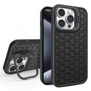Heat Dissipation Honeycomb Magnetic Holder Phone Case for iPhone 15 Pro Max 14 16 Plus 13 12 11 Pro Breathable Hard Cover Shell