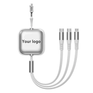 High Quality 1.2m Retractable 3 in 1 Charging Cable USB Car Charger with Retractable Cable for Mobile Phone