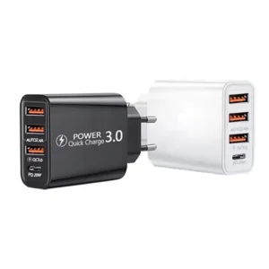 High-Quality Cross-Border Travel Charger US EU Plug 3USB+TYPE-C Charging Head 3USB+PD Multi Phone Adapter