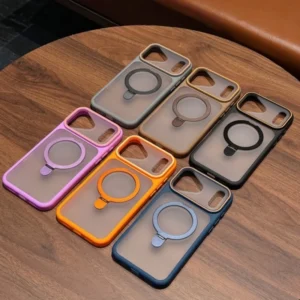 High Quality Matte Hard PC Magnetic Holder Mobile Phone Case Frosted Anti Finger Cover for iPhone 17 16 Pro Max 15 14 13 12 11