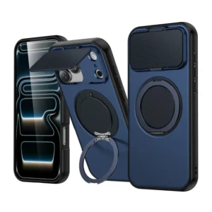Hybrid Camera Protection Phone Case for iPhone 18 17 Pro Shockproof Magnetic Kickstand Mobile Case for iPhone 17 16 15 14 13 12