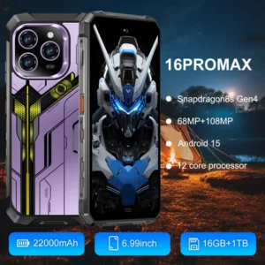 I16 Pro Max 5G Smartphone Waterproof Rugged Shockproof OLED Deca Core Android 15 16GB RAM 108MP Rear Camera CDMA