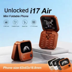 I17Air Flip Cellphone 2G GSM Unlocked 1.77″ Display Type C Dual SIM for Students Quad Band 850/900/1800/1900MHz