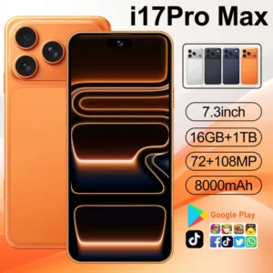 I17Pro Max Octa Core Smartphone 7.3 Inch HD AMOLED 90Hz Display Android 14 German French Spanish Dual SIM 4500mAh Battery