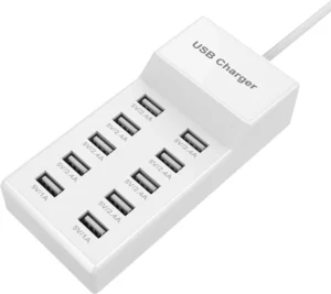 ILEPO 10 Port 50W/10A Multi Port USB Charger Station USB Hub Charger for Cellphone Camera Multiple Devices USB Charging