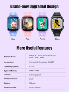 IPX7 Waterproof 4G Kids Smart Watch with GPS Tracker Video Calling Touch Screen Cell Phone Watch for Child Safety