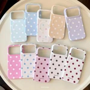 Ins style Candy Polka Dot Soft Film Magnetic Matte Finish Mobile Phone Cases for iPhone 17 Pro 16 14 15 13 Pro Max