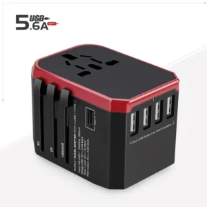 International 4 USB and 1 Type-C Port Travel Adapter 5.6A Universal Travel Charger Worldwide EU UK US AU Plug Adapter