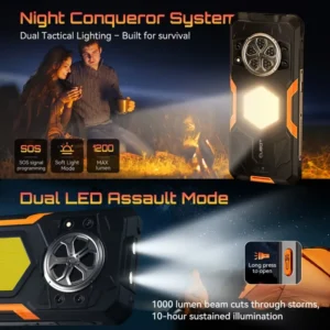 Kingkong Power 5 Rugged Android 15 Smartphone 15300mAh 6+128GB 64MP Main Camera NFC IP68 GSM CDMA Shockproof Camping Light