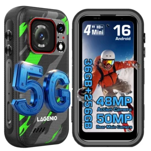 LAGENIO Eagle Pro 5G Rugged Gaming Phone 36+256GB 4″ 120Hz Octa Core 50MP 4K HD 3700mAh 33W NFC Android 16 Waterproof Shockproof