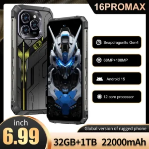 Latest Model Kingkong 5 Rugged Smartphone 6.99” FHD 32GB+1TB 22000mAh Android 15 Mobile Phones NFC LTE Waterproof Phone