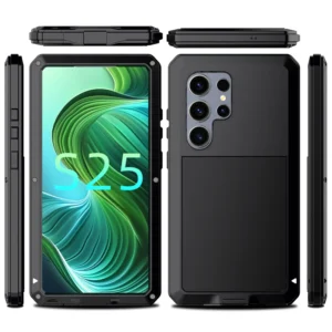 Luxury Metal Hard Phone Case for Samsung S25 Ultra Shockproof Tank Heavy Duty Anti slip Anti Abrasion Aluminum Cover