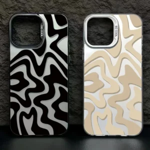 Luxury Ripple Pattern Hard Ins Style Shockproof Featuring PC Material Shockproof Cover Phone Case for iPhone 17 16 15 14 Pro Max