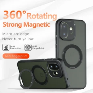 Magnetic Clear Matte Metal 360 Degree Rotating Stand Case for OnePlus Ace 5 Ultra 5 Racing Nord 5 CE5 Hard Back Cover