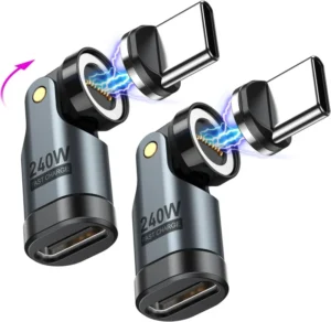 Magnetic Connector 180 Degree Bending 3 Tips Type C to C 240W PD3.1 Fast Charging Laptop & Mobile Phone Charging Adapter