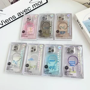 Magnetic HD Acrylic TPU Phone Case for iPhone Series Pro Max Clear with Frosting Craft Protector