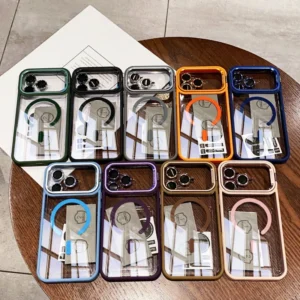 Magnetic Phone Case for iPhone 18 17 16 15 14 13 12 11 Pro Max Plus 17 Air Invisible Lens Stand With Glass Lens Protective Cover