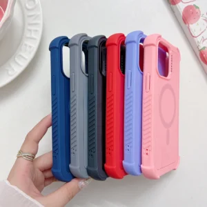 Matte Rugged Wireless Charging Hard Case for iPhone 16 15 14 13 12 Pro Max Soft TPU Magnetic Mobile Phone Cover