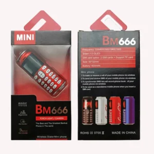 Mini 1.0 Inch BM666 Feature Phone 2G Dual SIM Keypad Bar MTK Processor Compact Phone for Camera BT Strong Light