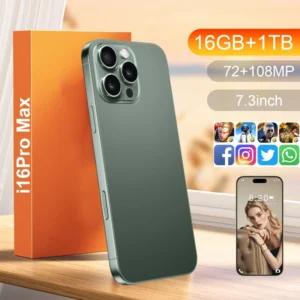 New 16 Pro Max 5G Smartphone 16GB+1TB Dual SIM 8000mAh 7.3″ Deca Core 108MP CDMA English AMOLED 120Hz Global Version Mobile