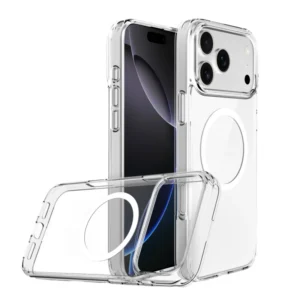 New Anti Yellowing Transparent Hard PC Phone Case for iPhone 17 16 15 Pro Max Clear Magnetic Charm