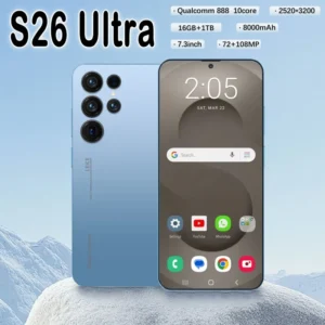 New S26 Ultra 5G Dual SIM Smartphone 16GB+1TB 7.3 Inch HD 120Hz LCD Display 72+108MP Quick Charge French Spanish English