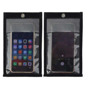 Nylon Anti Camera Mobile Phone Pouch Reusable No Photo Video Security Bag 21×12.5cm Black For Secret Area Privacy Protection