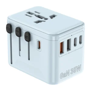 OEM Logo 35W PD Universal Travel Adapter with 2 USB and 3 Type-C Rapid Charging for Hair Dryer Camera Mobile Phone Laptop Use