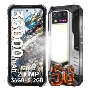 OUKITEL WP100 5G Rugged Smartphone Unlocked 33000mAh Battery 6.8″ Screen 12GB+512GB Android Waterproof