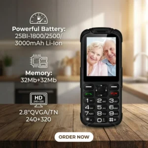 Outdoor Use Elderly Rugged Bar Phone Big Number Buttons SOS Emergency Call 2G GSM Phone with LCD Display 2.8 Inch Screen