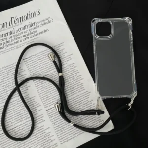 PC Hard Case for iPhone 17 16 15 14 13 12 11 Strap Phone Case With Four Corner Ring Holes Mobile Cover
