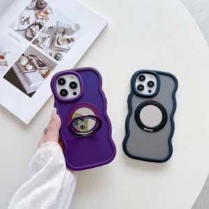 PC TPU Magnetic Phone Cases Wireless Charging Mirror Protective Phone Covers for iPhone 17 Pro Max 16 15 Wavy Shell