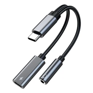 PD 60W 2 in 1 USB C Splitter Adapter Fast Charging Audio Output USB C Headphones Jack Audio Adapter Cable for Type C Devices